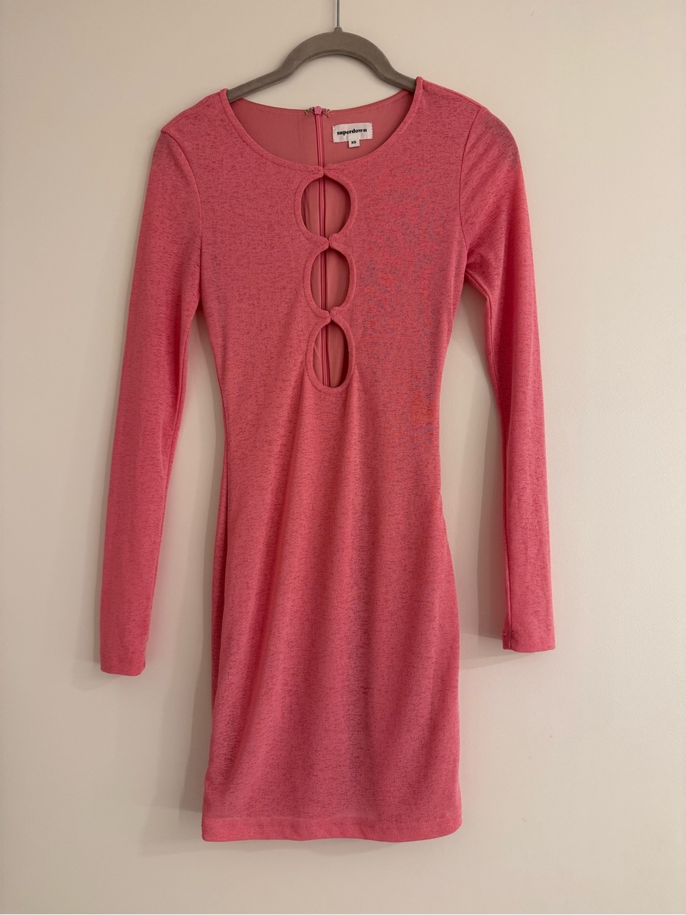 Superdown Pink Long Sleeve Cutout Mini Dress XS